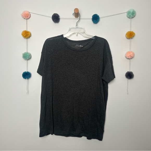 Aerie Charcoal Deep Blue Linen Blend Crewneck Tee - Picture 1 of 4